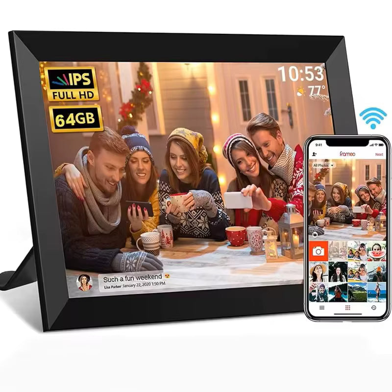 Frameo digitale fotolijst 10,1 inch 32 GB / 64 GB Smart WiFi digitale fotolijst met 1280x800 IPS HD touchscreen wandmontage