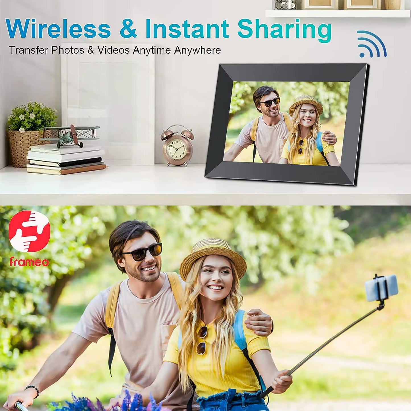 Frameo digitale fotolijst 10,1 inch 32 GB / 64 GB Smart WiFi digitale fotolijst met 1280x800 IPS HD touchscreen wandmontage