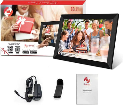 Frameo digitale fotolijst 10,1 inch 32 GB / 64 GB Smart WiFi digitale fotolijst met 1280x800 IPS HD touchscreen wandmontage