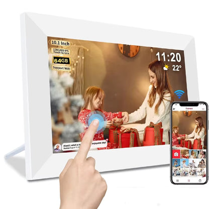 Frameo digitale fotolijst 10,1 inch 32 GB / 64 GB Smart WiFi digitale fotolijst met 1280x800 IPS HD touchscreen wandmontage