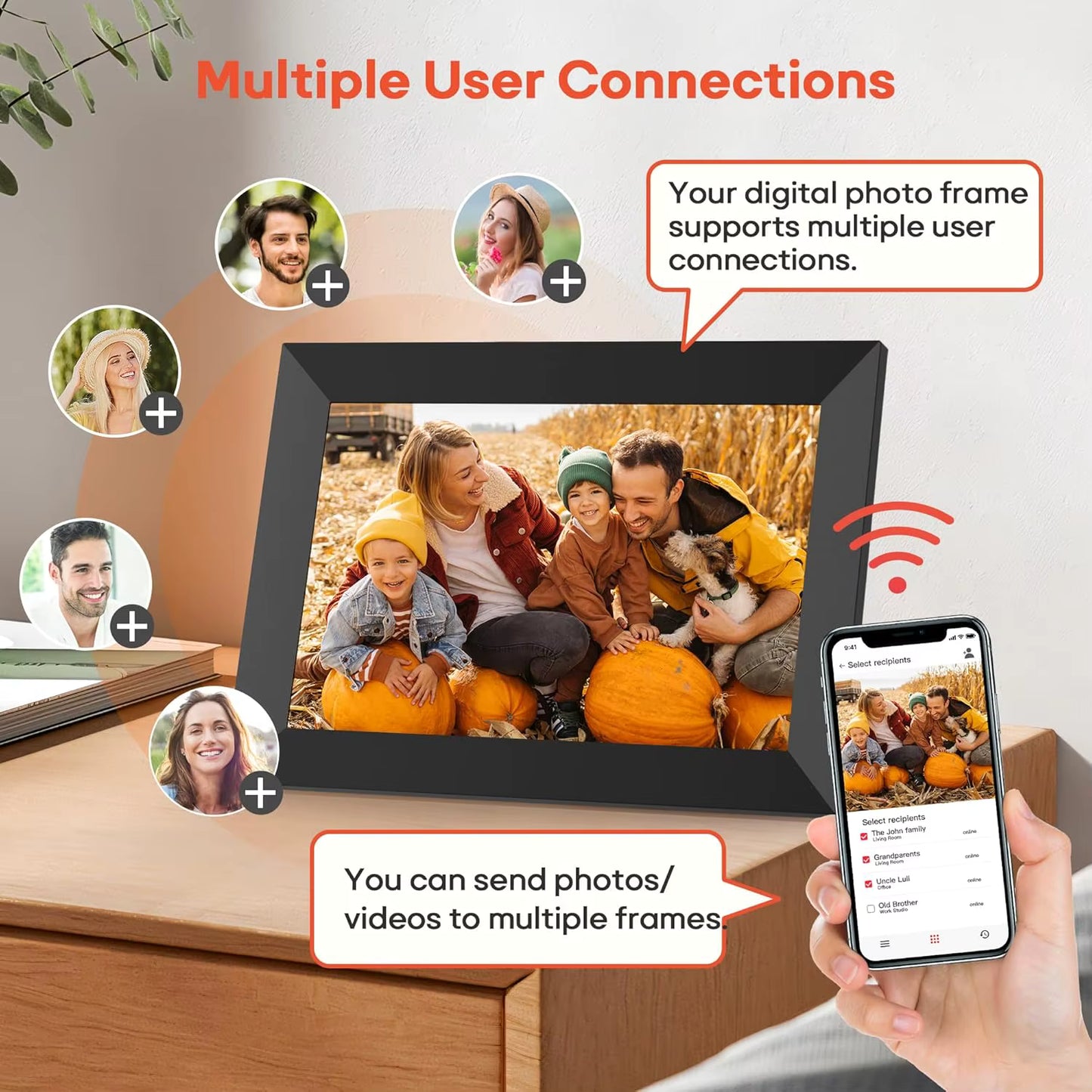 Frameo digitale fotolijst 10,1 inch 32 GB / 64 GB Smart WiFi digitale fotolijst met 1280x800 IPS HD touchscreen wandmontage